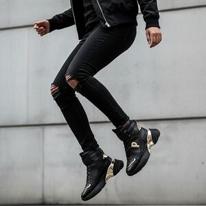 Pinko Lugano 1 Thick Sole Platform Fashion Sneakers Black Gold- (sz 40 = US 10)